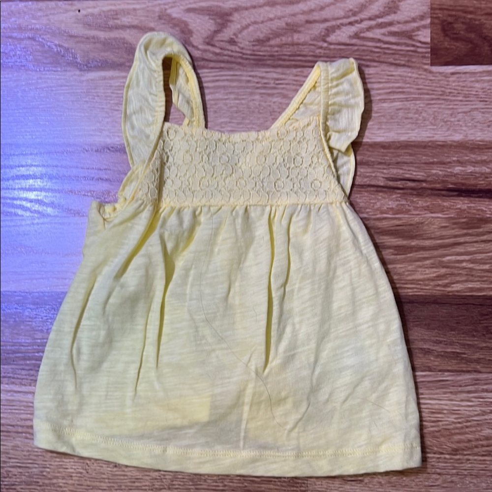 Yellow Sleeveless Top with Lace Detail